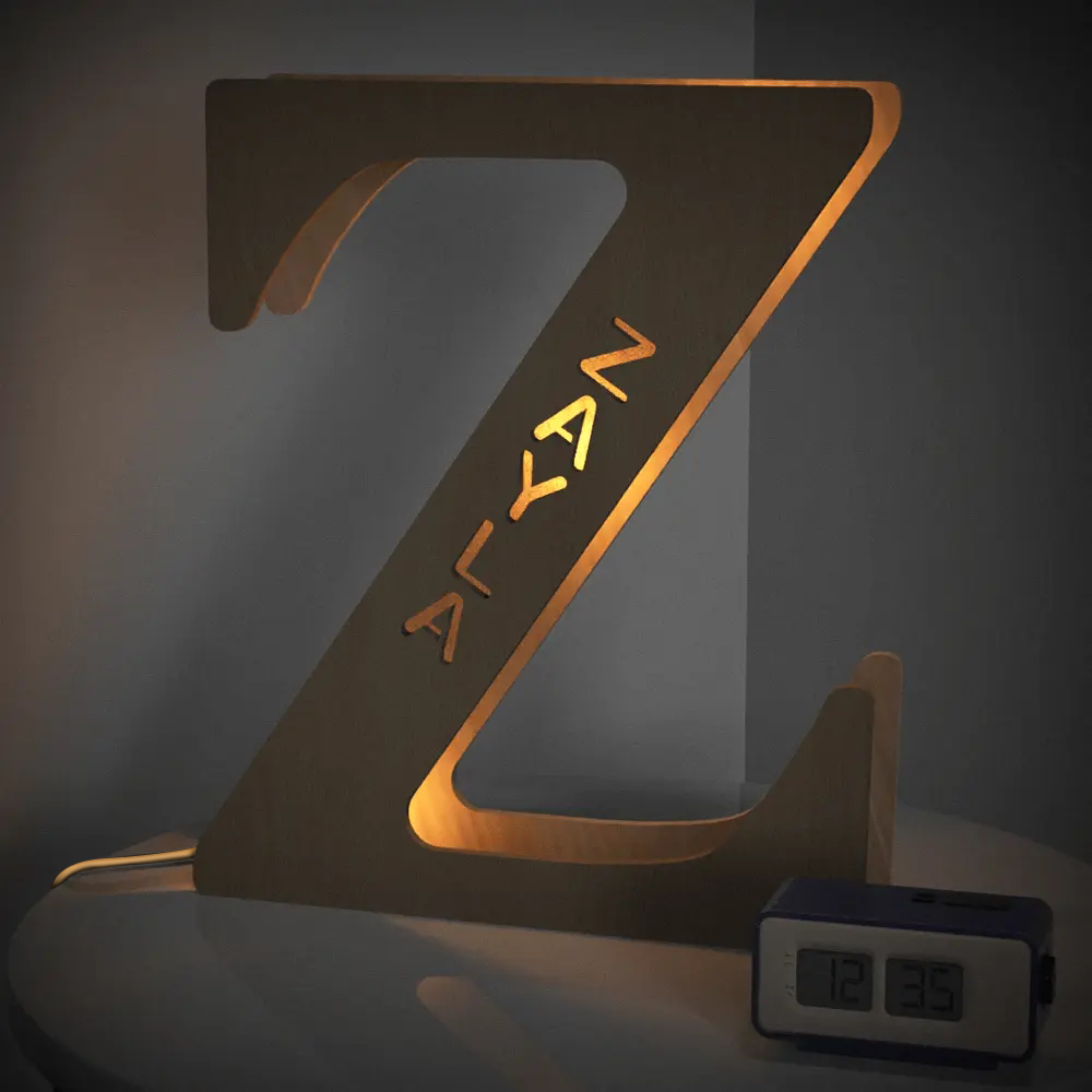 Personalised Wooden Letter Lamp - Custom Name Night Light 19CM - Unique Gift