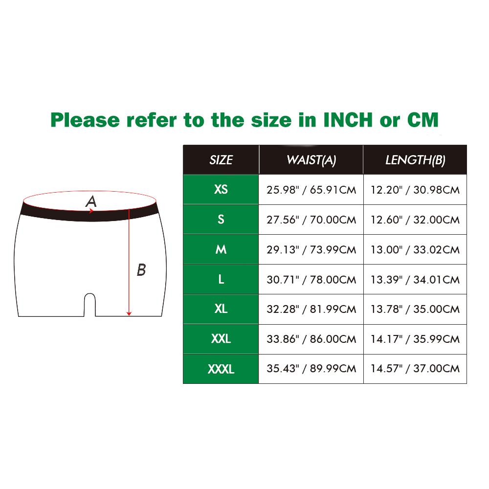 Grey personalised boxer briefs flat‑lay highlighting stretchy, skin‑friendly fabric and sizing XS–XXXL — custom photo underwear