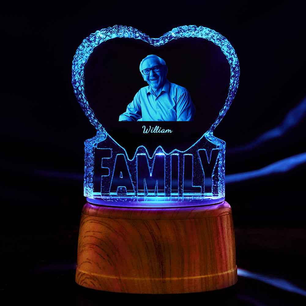 Personalized 3D Crystal Photo Frame Heart Crystal Gifts for Father's Day