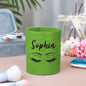 Personalised glitter brush pot styled as a thoughtful gift on a dressing table — perfect for Mother's Day, birthdays, graduations or anniversaries
