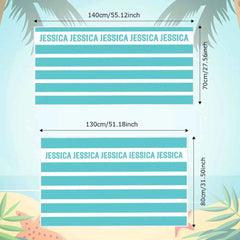 Personalized Stripe Beach Towel with Name Beach Accessories Gift for Family Kids