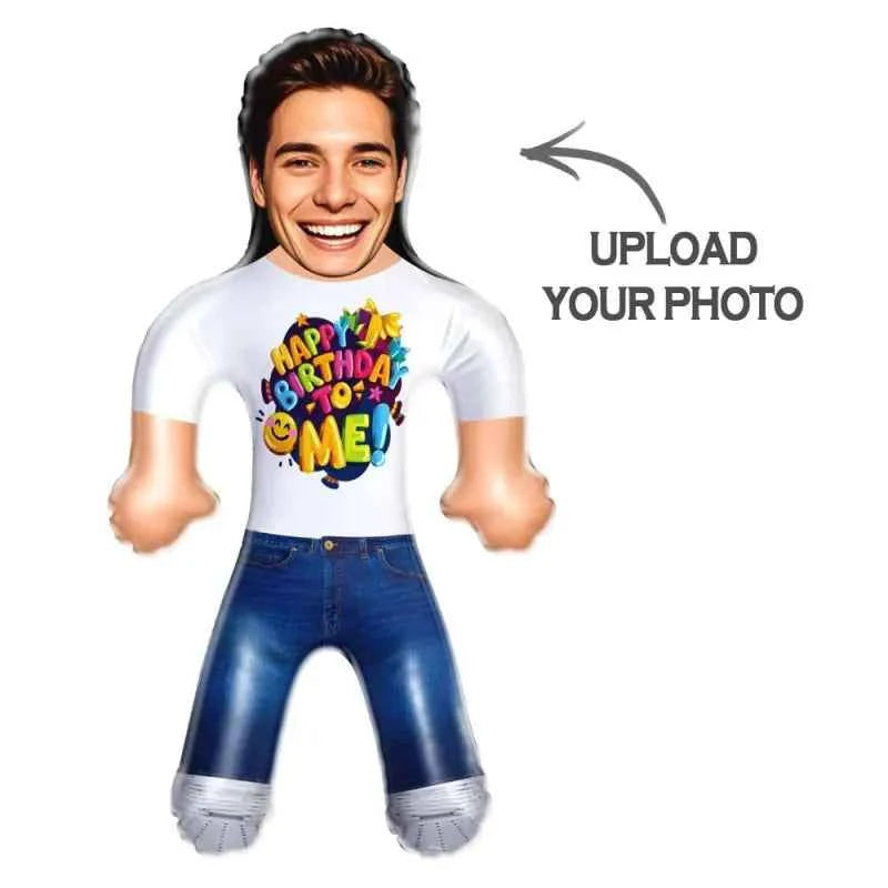 Custom Face Happy Birthday To Me! Blow Up Dolls Funny Inflatable Balloon Custom Air Doll for Birthday Party Favors
