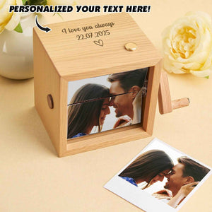 Custom Text & Photo Personalized Music Flipbook Frame Animation Machine Hand-cranked Flipbook Box Photo Album with Light Anniversary Gifts