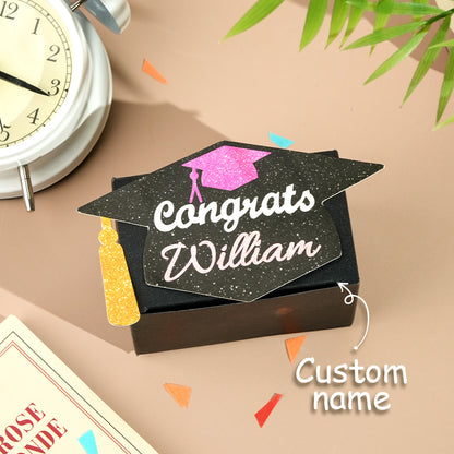Personalisation proof showing custom name and short quote on a graduation money box