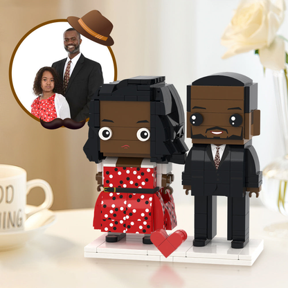 Personalised 2-person brick figures – custom small-particle ABS mini figures of two people, personalised photo gift ideal for Dad