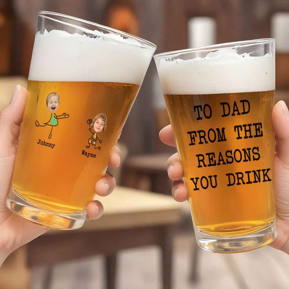 Personalized Beer Glass with Photo Portrait Character Action 16oz Beer Glass Gift for Him