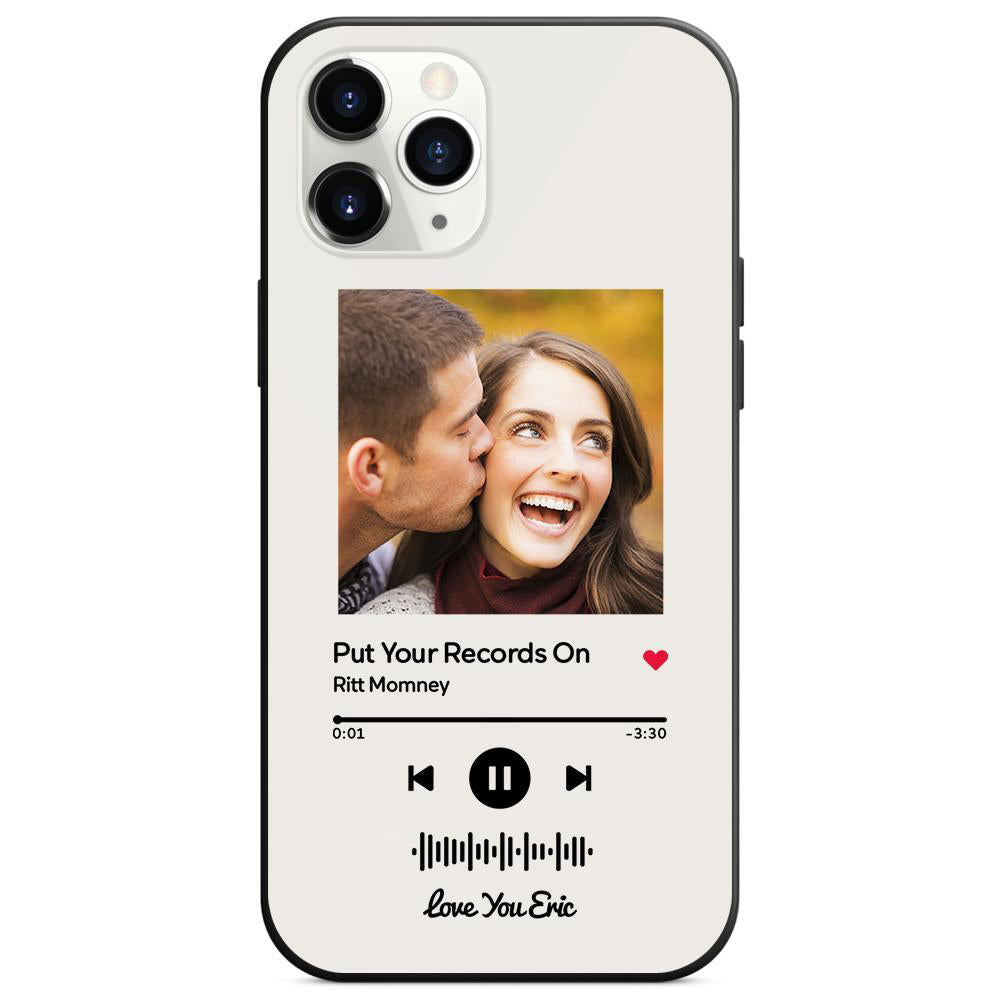Custom Scannable Music Code Glass iPhone Case - Personalised Photo & Music