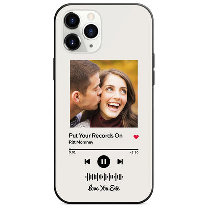 Custom Scannable Music Code Glass iPhone Case - Personalised Photo & Music