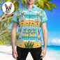 Personalised Photo Hawaiian Shirt front view – custom summer beach button shirt with vivid all-over personalised photo print, short sleeves, lapel collar and button-front, ideal personalised photo gift or matching family beachwear