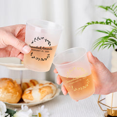 Personalised Wedding Engagement Party Cups | Customisable Plastic Cups with Names & Date