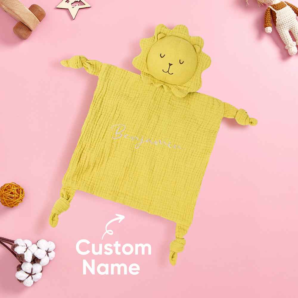 Personalized Baby Soothing Towel Soft Sleeping Animal Towel with Embroidered Name Gift for Baby