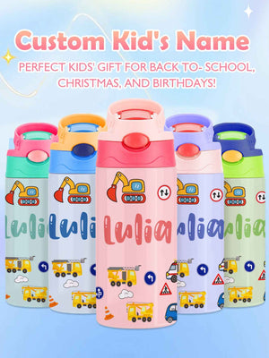 Custom Name Tractor Stainless Steel Water Cup Children's Day Gift for Kids