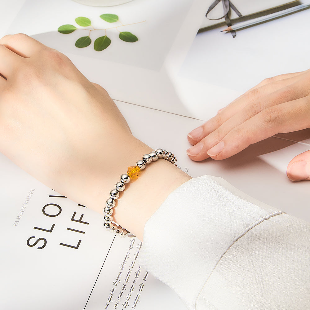 Personalised 1-12 Birthstone Family Bracelet | Elastic Beaded Gift for Women
