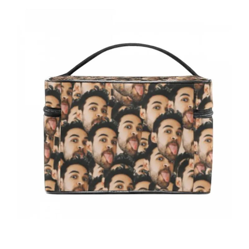 Angled view highlighting durable zip and high-quality material of the personalised photo cosmetic pouch