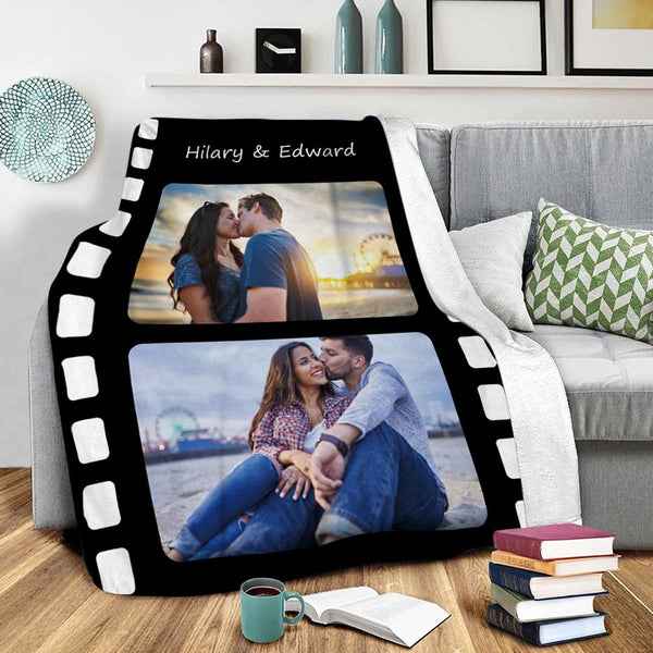 Custom Photo Fleece Flannel Blanket with Text