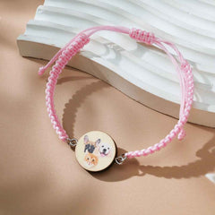Personalized Pet Portrait Adjustable Braided Bracelet Birthday Gift for Pet Lover