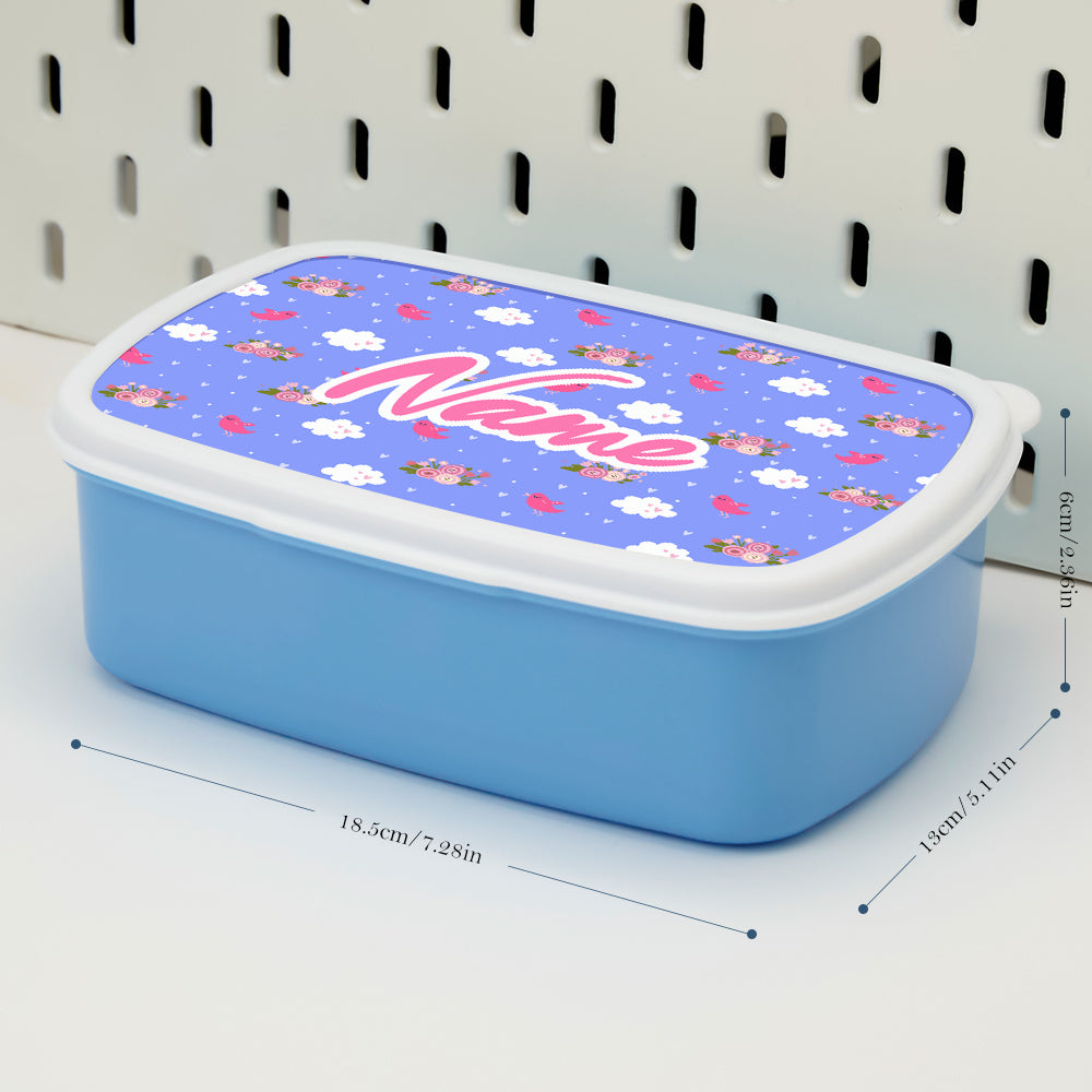 Personalised kids' lunchbox being wiped clean with a damp cloth – easy care, hand wash recommended to preserve print quality