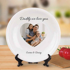 Customized Heart Photo Ceramics Dinner Plate Tableware Gifts For Mother's Day