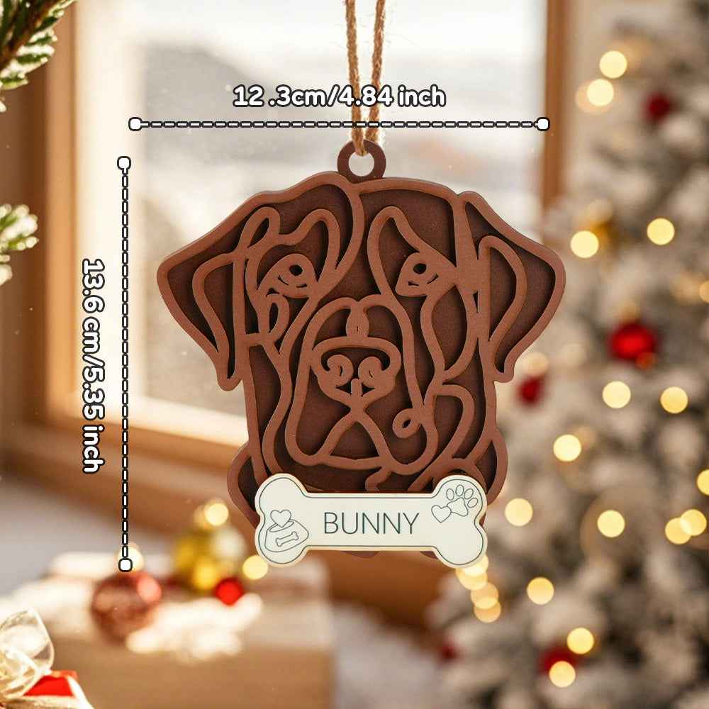 Personalized Line Art Dog with Name Christmas Ornament Christmas Gift for Dog Lover