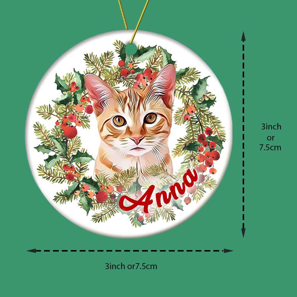 Personalized Pet Photo Christmas Ornament with Name Pet Ornament Gifts for Pet Lovers