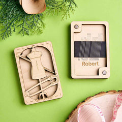 Personalized Wooden Needle Box Holder with Magnet Needle Storage Tool Gift for Craft Lovers