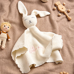 Personalised Baby Soothing Bunny Towel with Embroidered Name - Soft Cotton Gift