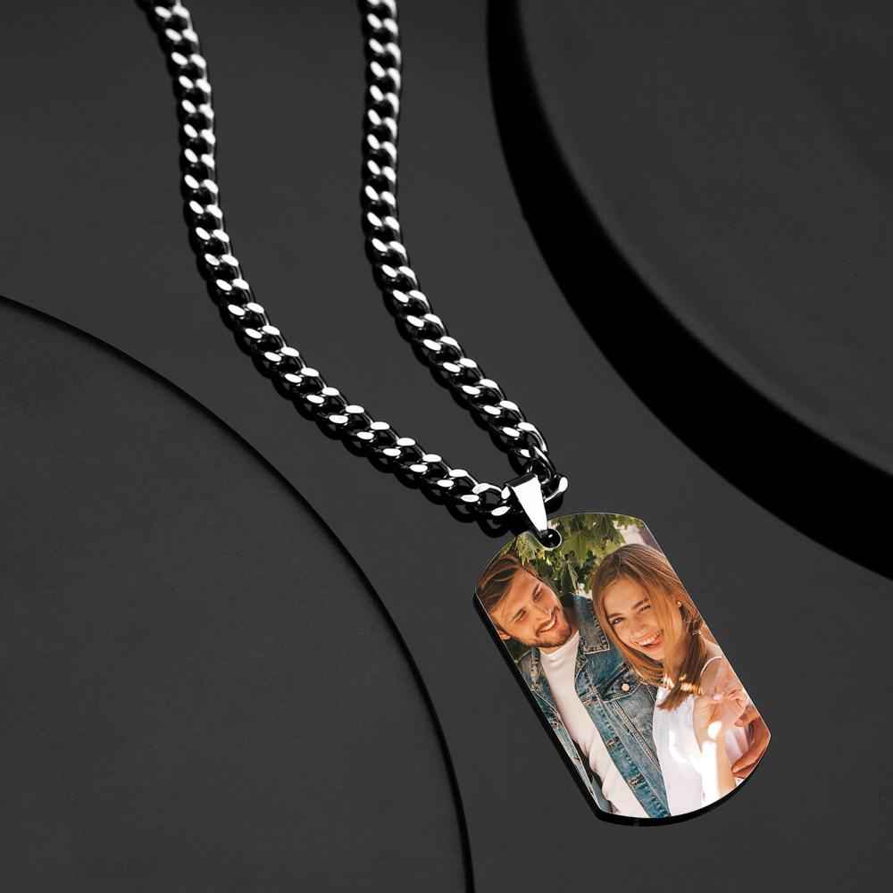 Personalized Engraved Stainless Steel Dog Tag Picture Necklace Gifts for Love