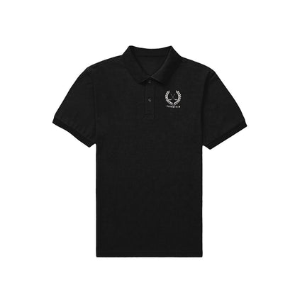 Lapel collar and button detail of personalised embroidered polo – classic polo silhouette, soft skin‑friendly 100% polyester for comfortable everyday wear