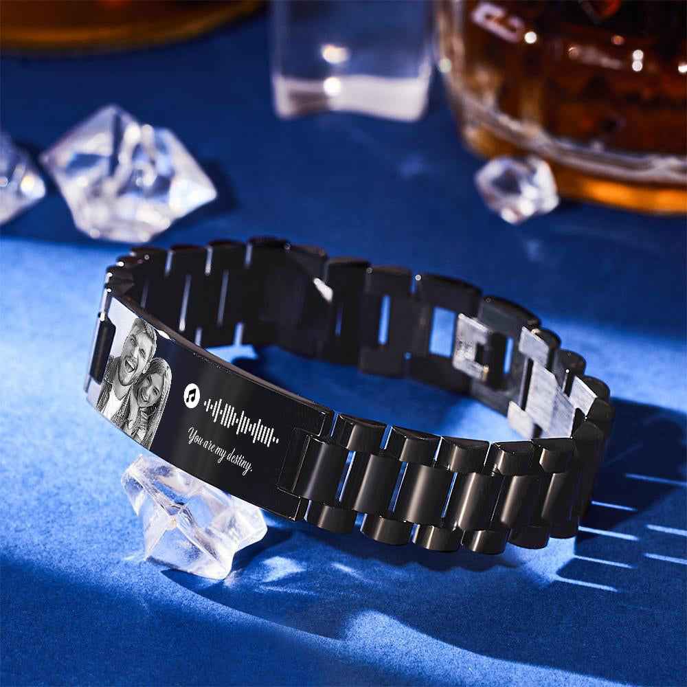 Personalized Music Code Bracelet with Your Photo Perfect Gift for Couple for Anniversary