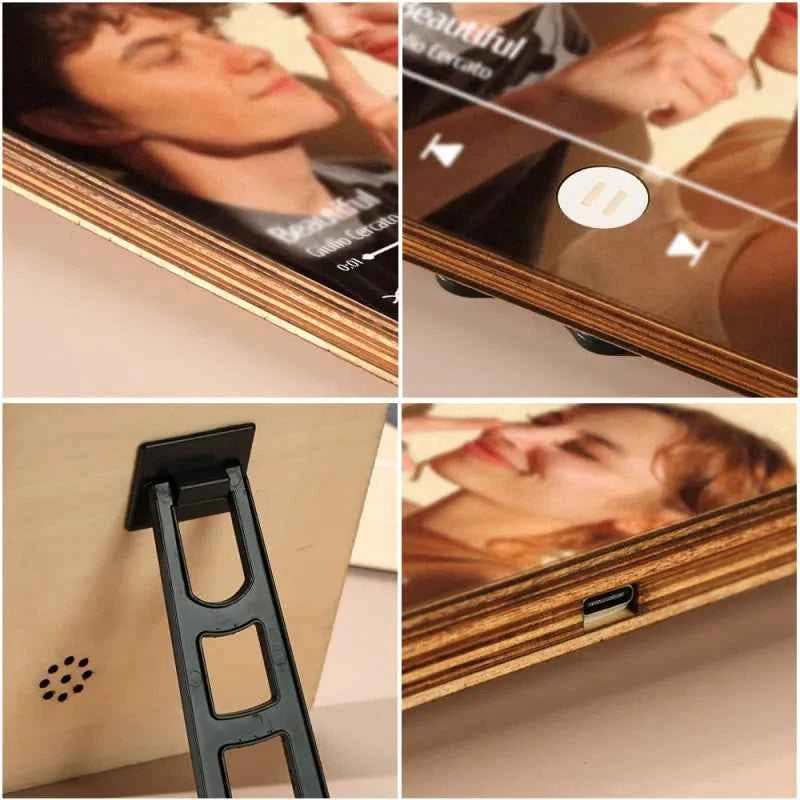 Custom Music Photo Frame That Plays Music Without Cell Phone Wooden Music Record Player Wedding Anniversary Gifts