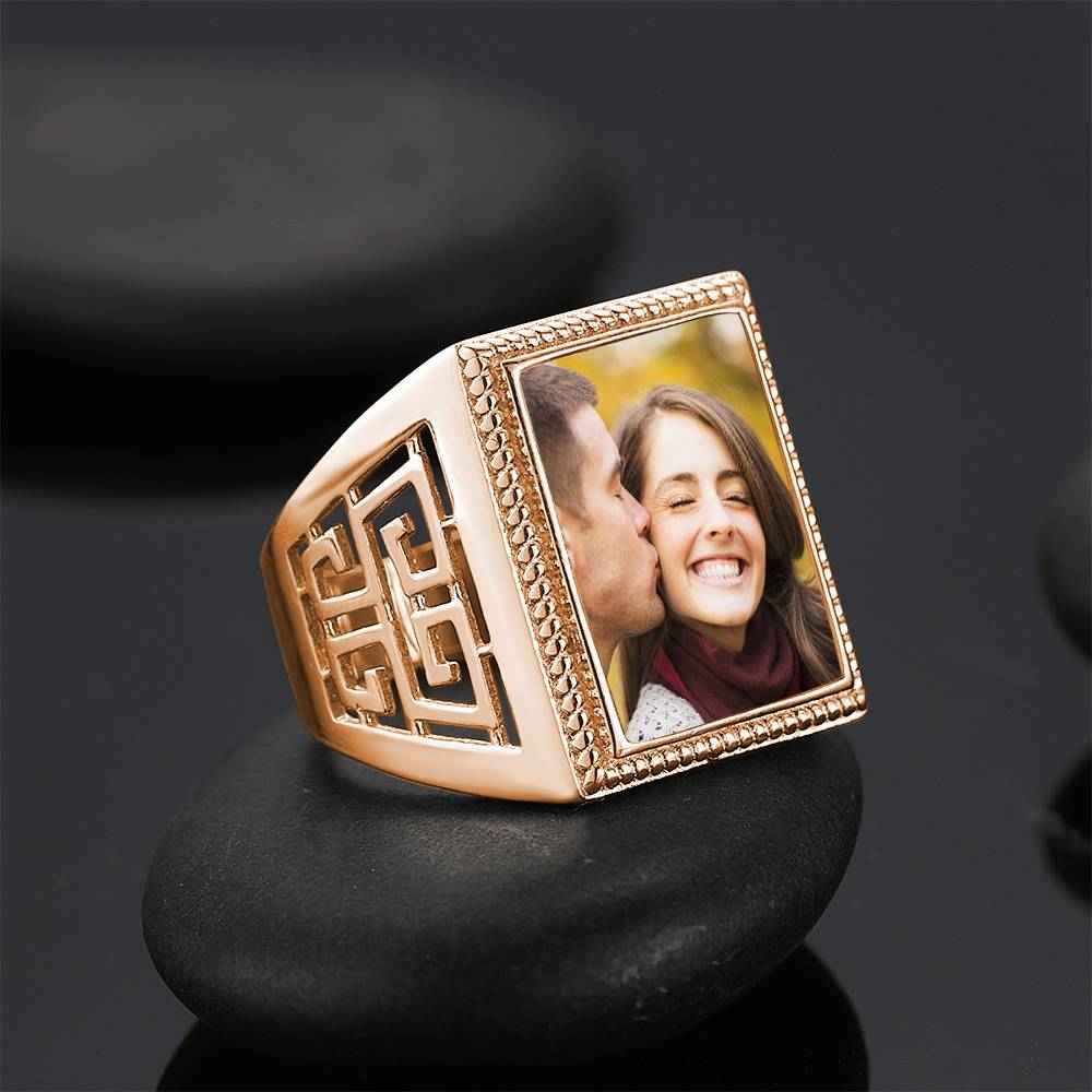 Mother's Gift Custom Vintage Square Photo Ring