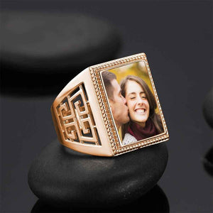 Mother's Gift Custom Vintage Square Photo Ring