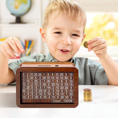 Personalised Wooden Money Box with Counter | Reusable Piggy Bank for Adults & Kids