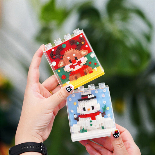 Christmas building block toys in protective cover — compact plastic kids' Christmas gift, perfect stocking filler