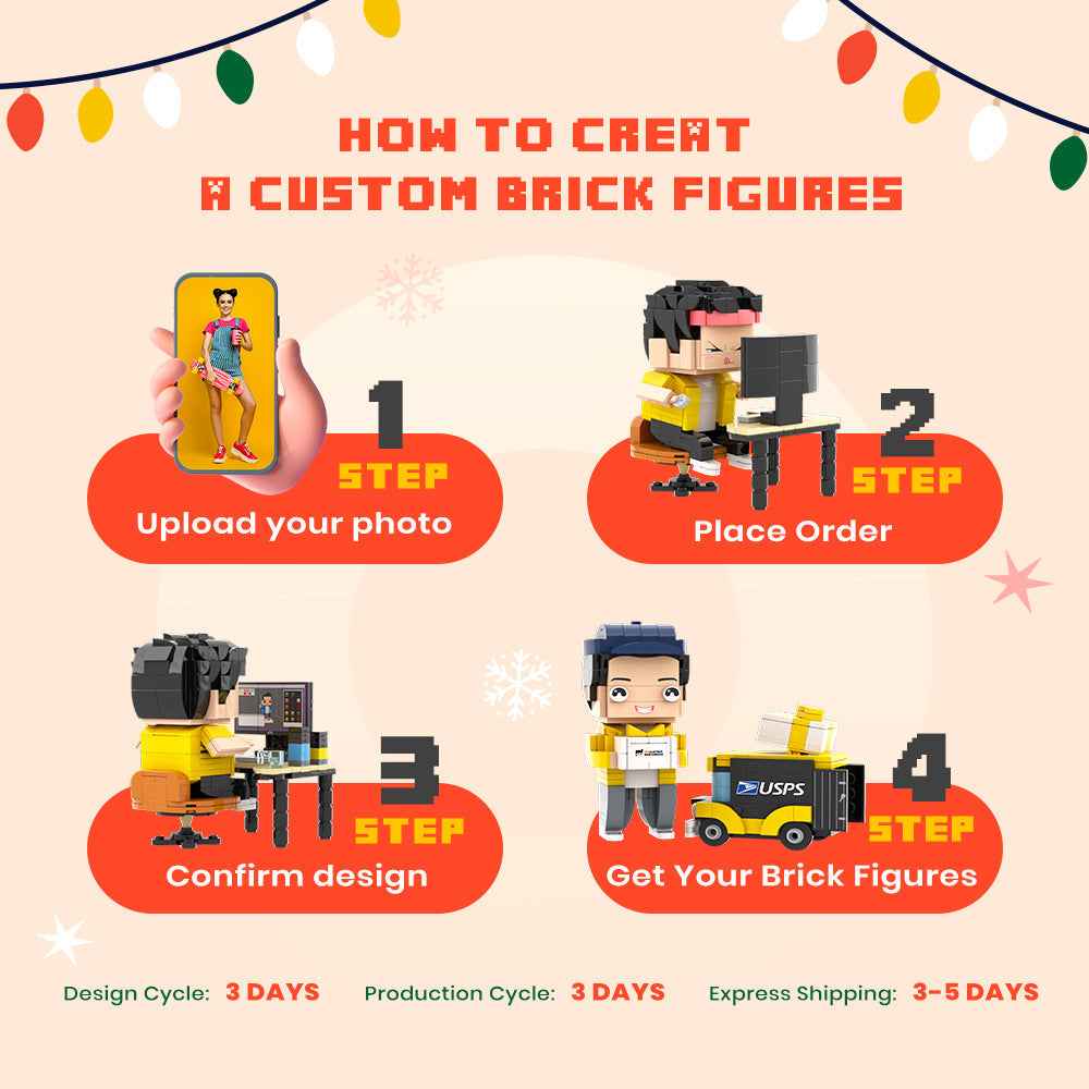 Mother's Day Gifts Customizable Fully Body 2 People Custom Brick Figures