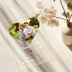 Personalized Sptfy Plaque Custom Heart Photo Album Music Plaque Anniversary Gift for Him