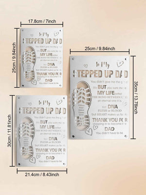 Personalized Stepped Up Dad Mirror Light Dad's Footprint Sign Gift for Father's Day