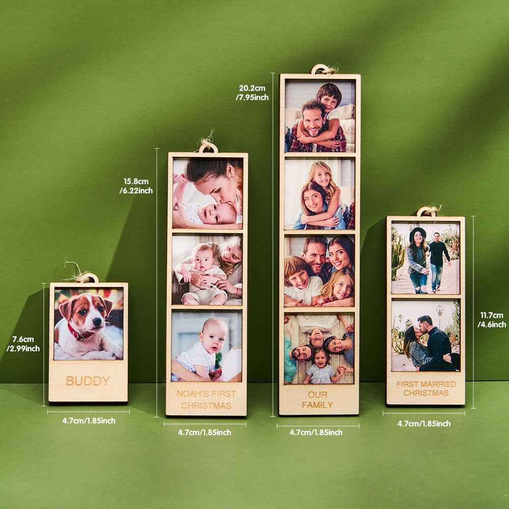Personalized Photo Christmas Ornament Wooden Frame Ornament for Christmas Gifts