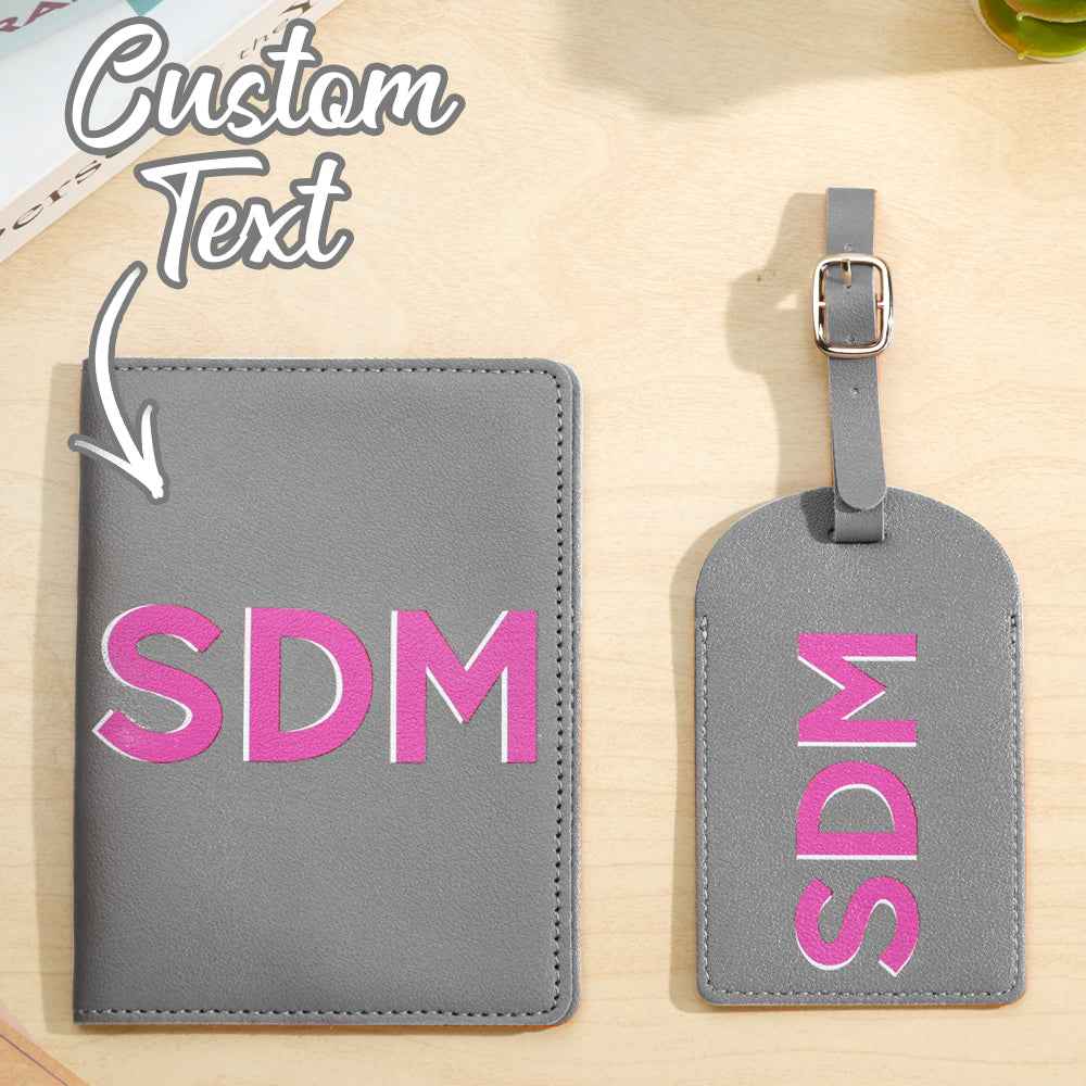 Personalized Shadow Monogram Passport Holder Luggage Tag Set Bridal Party Gift Travel Accessories
