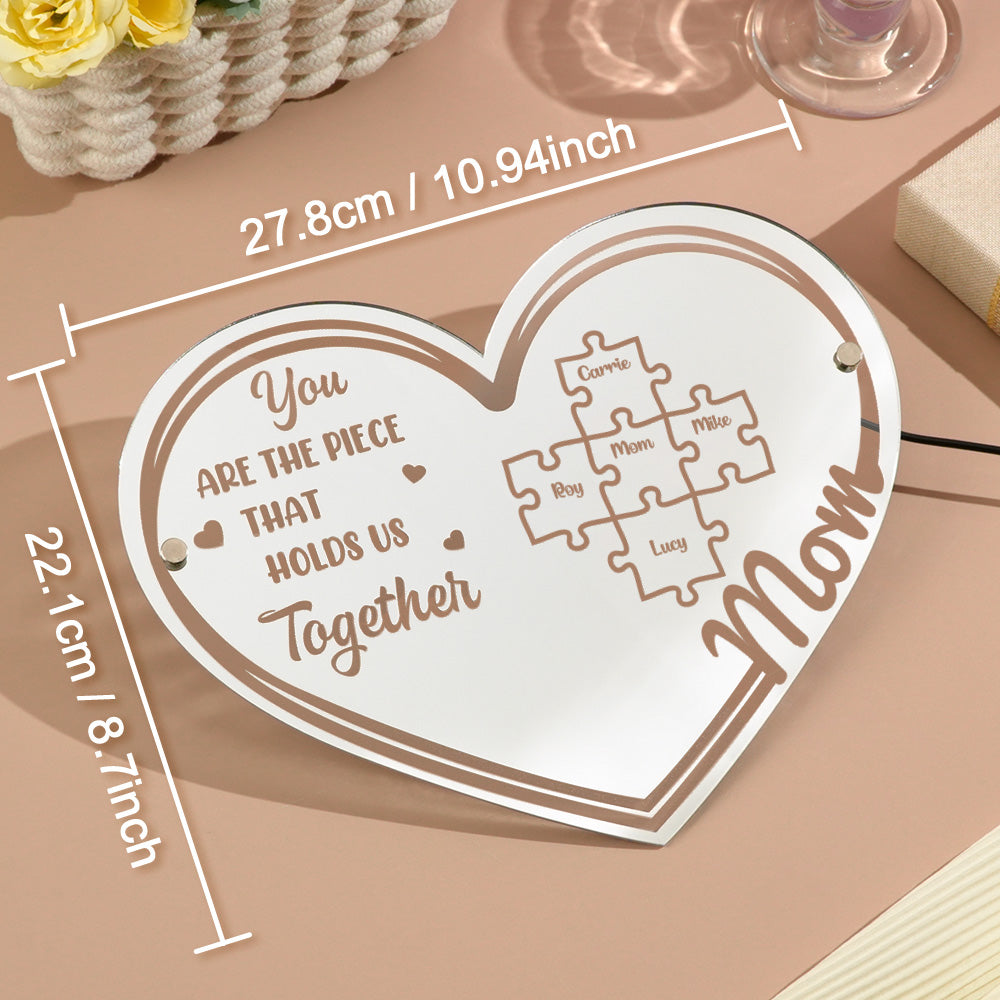 Side view showing 5mm thickness of mirror acrylic — durable personalised Mother's Day keepsake for Mum