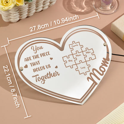 Side view showing 5mm thickness of mirror acrylic — durable personalised Mother's Day keepsake for Mum