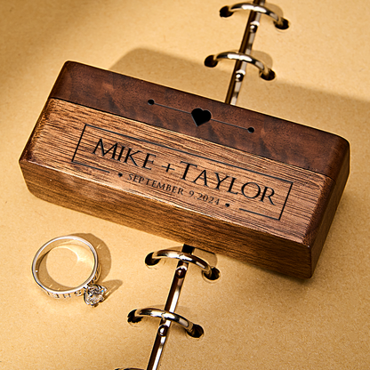Personalised Engraved Wood Ring Bearer Box - Custom Name & Date Wedding Proposal Gift