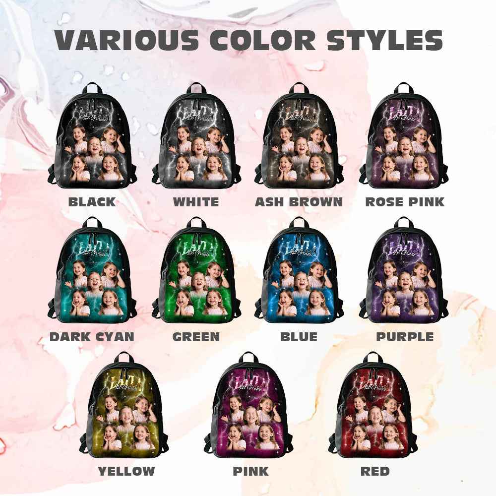 Custom Photo & Name Lightning Backpack – Personalized School Bag with Text Design Back to School Season Gift Birthday Gift