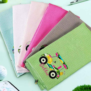 Personalized Golf Towel with Name Hanging Clip Golf Cart Towel Gift for Golf Lovers