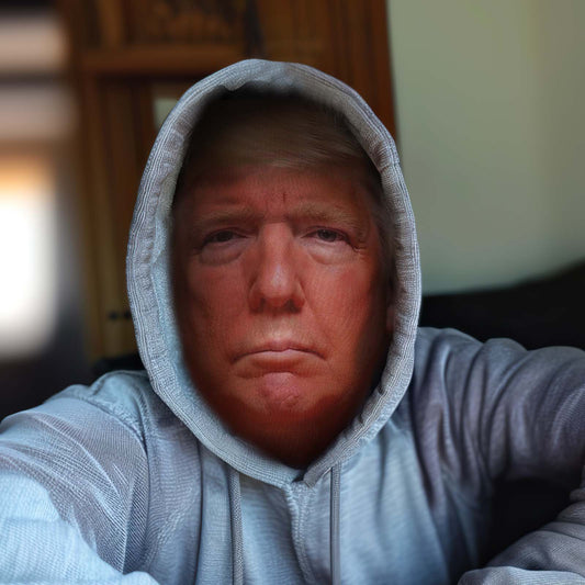 Front view of Custom Trump Mask — personalised 3D spoof face mask with lifelike facial features, breathable mesh polyester and novelty party appeal