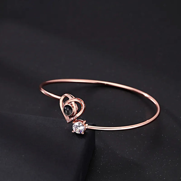Personalised Photo Projection Bracelet | Engraved Heart Jewellery Gift
