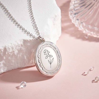 Personalised Birth Flower & Photo Locket Necklace | Unique Jewellery Gift for Her