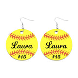 Personalized Baseball Softball Wooden Earrings Birthday Anniversary Gift for Sports Lover
