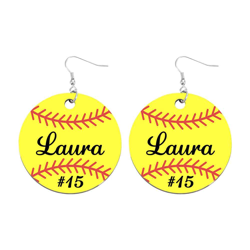 Personalized Baseball Softball Wooden Earrings Birthday Anniversary Gift for Sports Lover