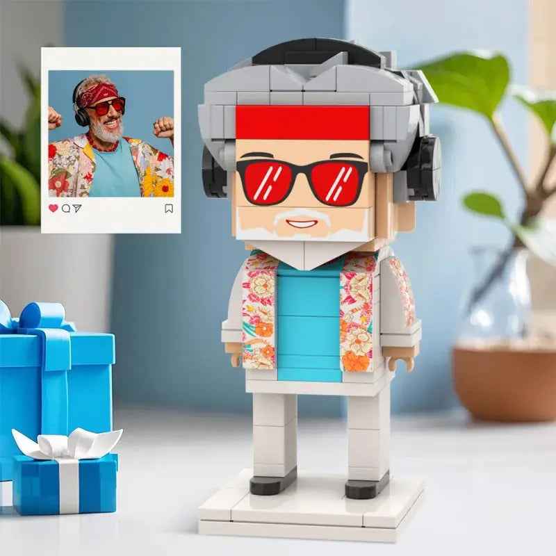 Full Body Custom 1 Person Brick Figures Small Particle Block Father's Day Gift